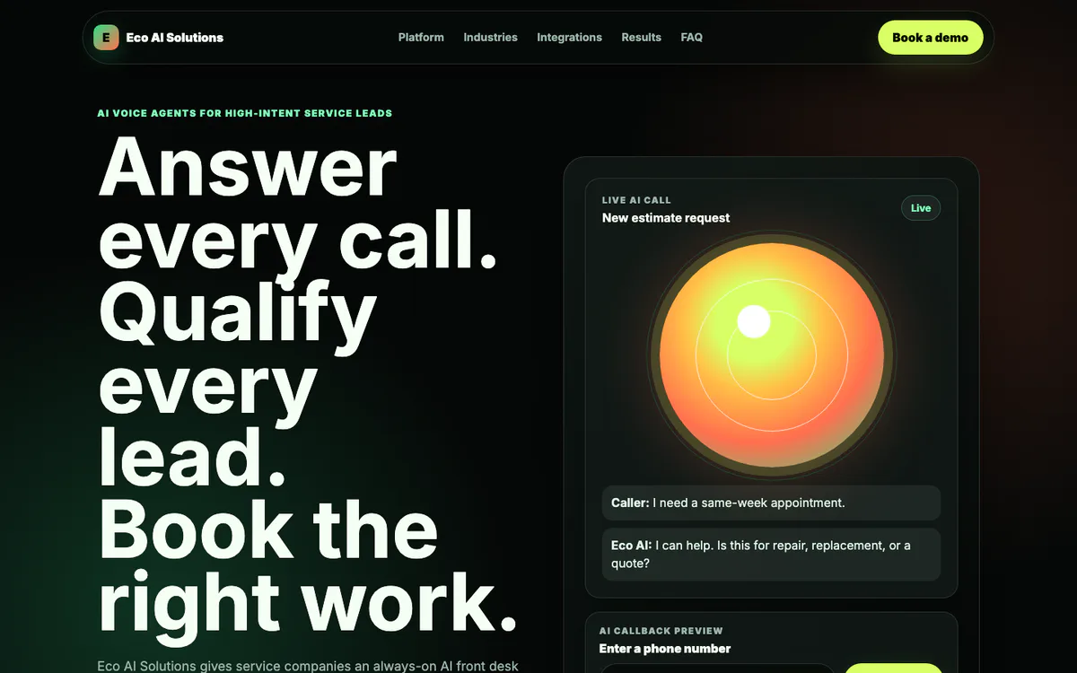 Eco AI Solutions website